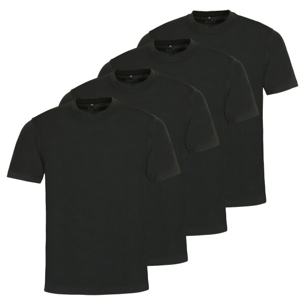 hajo Herren T-Shirt, 4er Pack - Basic, Kurzarm, Rundhals, Baumwolle, uni Schwarz 2XL