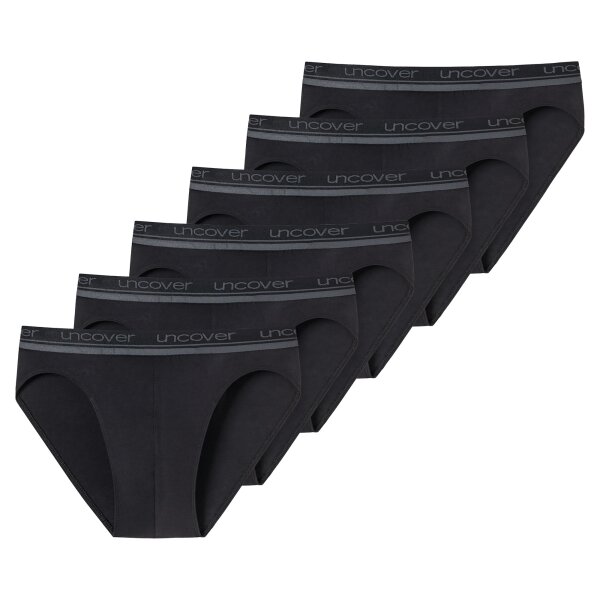UNCOVER by SCHIESSER Mens Briefs 6-Pack - Rio Briefs, Series "Uncover", Logo Waistband Black XL (X-Large)