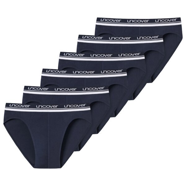 UNCOVER by SCHIESSER Mens Briefs 6-Pack - Rio Briefs, Series "Uncover", Logo Waistband Dark blue S (Small)