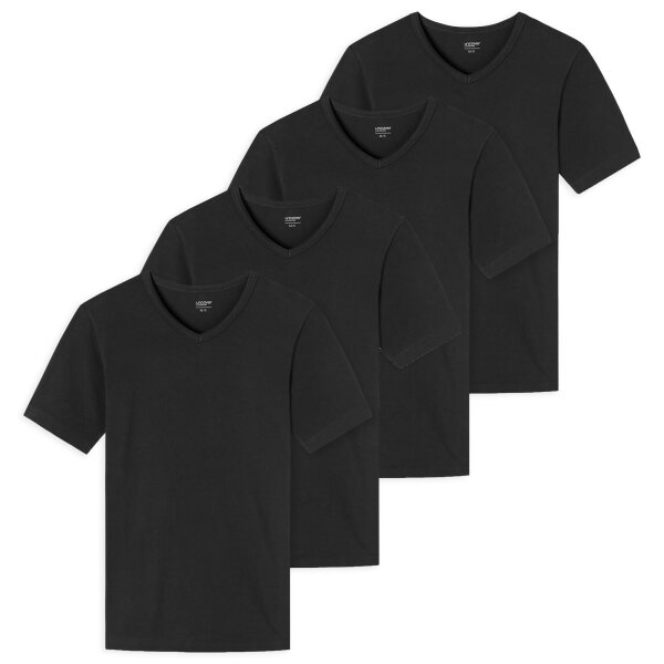 UNCOVER by SCHIESSER Herren T-Shirt 4er Pack - V-Ausschnitt Schwarz M