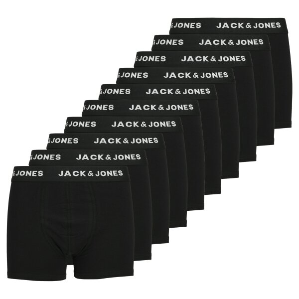 JACK & JONES Boys Boxer Shorts, Pack of 10 - JACHUEY TRUNKS, Cotton Stretch, Logo Waistband Black 140