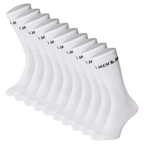 JACK&JONES Childrens Tennis Socks, 10-Pack - JACBASIC LOGO TENNISSOCK, Cotton Blend, Logo White 33-37 (UK 1-4,5)