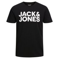 Jack & Jones Mens T-Shirt, 3 Pack - JJECORP LOGO TEE O-NECK, Logo Print, Cotton Black/Navy blue/White XXL (XX-Large)