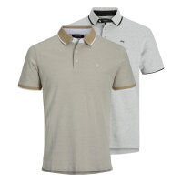 JACK&JONES mens polo shirts, 2-pack - JJEPAULOS POLO 2PK, short sleeve, solid colour, cotton Beige/Grey S (Small)
