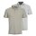 JACK&JONES Herren Poloshirts, 2er Pack - JJEPAULOS POLO 2PK, Kurzarm, einfarbig, Baumwolle Beige/Grau S