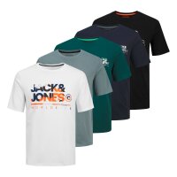 JACK&JONES mens T-shirt, 5-pack - JJLUKE TEE 5PK, short sleeve, round neck, cotton White/Blue/Black S (Small)