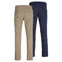 JACK&JONES mens chino trousers, 2-pack - JPSTMARCO JJDAVE 2PK, length 34 Beige/Blue 33W/34L