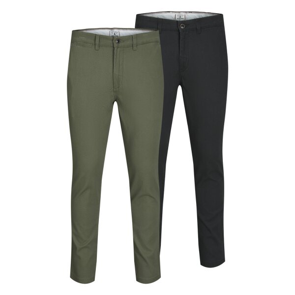 JACK&JONES mens chino trousers, 2-pack - JPSTMARCO JJDAVE 2PK, length 32 Black/Green 28W/32L