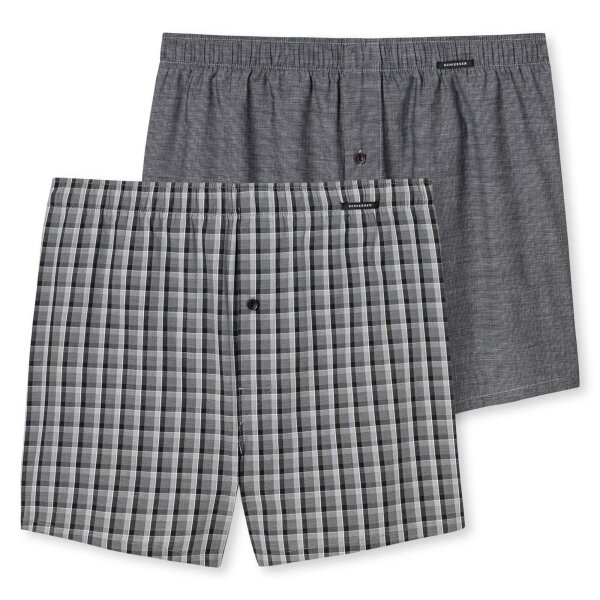 SCHIESSER mens woven boxer shorts, 2-pack - pants, cotton Grey S (Small)