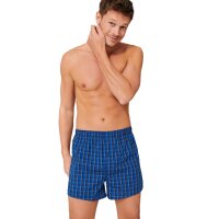 SCHIESSER mens woven boxer shorts, 2-pack - pants, cotton Blue 3XL (XXX-Large)