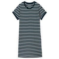 SCHIESSER Damen Nachthemd 95cm - Nachtwäsche, Kurzarm, Baumwolle, Muster Dunkelblau/Weiß 5XL