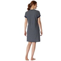 SCHIESSER Damen Nachthemd 95cm - Nachtwäsche, Kurzarm, Baumwolle, Muster Dunkelblau/Weiß 5XL