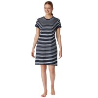 SCHIESSER ladies nightgown 95cm - nightwear, short sleeve, cotton, pattern Dark blue/White 5XL (XXXXX-Large)