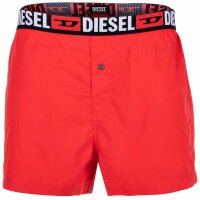 DIESEL Mens Woven Boxer Shorts - UMBX-STARKTWOPACK, Cotton, Woven elastic Waistband Black/Red S (Small)