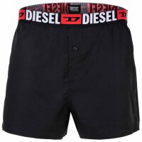 DIESEL Mens Woven Boxer Shorts - UMBX-STARKTWOPACK, Cotton, Woven elastic Waistband Black/Red S (Small)