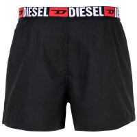 DIESEL Mens Woven Boxer Shorts - UMBX-STARKTWOPACK, Cotton, Woven elastic Waistband Black/Red S (Small)