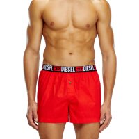 DIESEL Mens Woven Boxer Shorts - UMBX-STARKTWOPACK, Cotton, Woven elastic Waistband Black/Red 2XL (XX-Large)