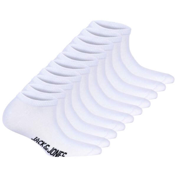 JACK&JONES Kinder Sneakersocken, 10er Pack - JACDONGO SOCKS, Baumwollmischung, einfarbig Weiß 33-37