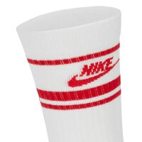 NIKE Unisex 6er Pack Sportsocken - Everyday Essential Stripe, einfarbig Weiß/Rot/Weiß/Blau 38-42