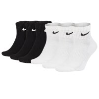 NIKE Unisex 6er Pack Sportsocken - Everyday, Cotton Cushioned Ankle, einfarbig Schwarz/Weiß 42-46