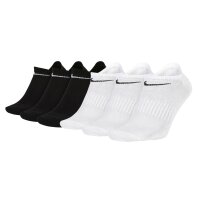 NIKE Unisex 6er Pack Sneaker Sportsocken - Everyday, Lightweight No Show, einfarbig Schwarz/Weiß 46-50