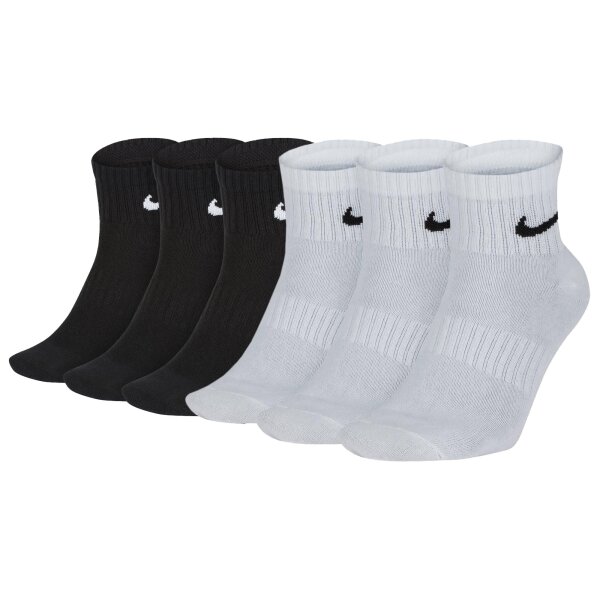 NIKE Unisex 6er Pack Sportsocken - Everyday, Lightweight No Show Ankle, einfarbig Schwarz/Weiß 38-42