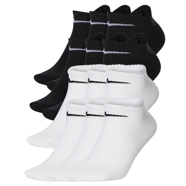 NIKE Unisex 12-Pack Sneaker Sports Socks - Everyday, Lightweight No Show, unicoloured Black/white 46-50 (UK 11-15)