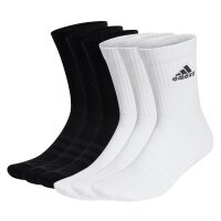 adidas Unisex Socken, 6er Pack - Cushioned Crew, Logo, gepolstert, einfarbig  Schwarz/Weiß 46-48