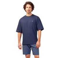 hajo mens pyjamas, short - premium cotton, shorty, short sleeves, round neck Blue M (Medium)
