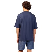 hajo mens pyjamas, short - premium cotton, shorty, short sleeves, round neck Blue M (Medium)