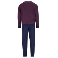 hajo mens pyjamas 2-piece set - long, cuffs, round neck, Premium Cotton Wine red 5XL (5X-Large)