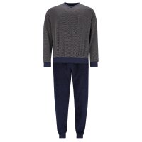 hajo Herren Schlafanzug 2-tlg. Set - lang, Bündchen, V-Neck, Frottee, Cotton-Mix Beige 2XL