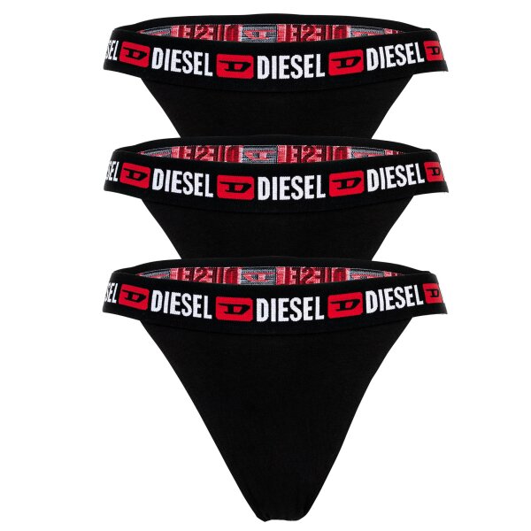 DIESEL Damen Tanga, 3er Pack - UFPN-EBBYSS-THREEPACK, Slip, Logobund, Cotton Stretch