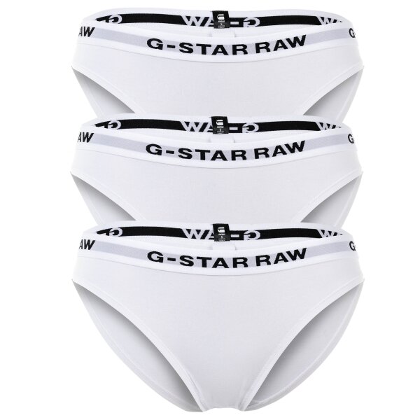 G-STAR Damen Slips, 3er Pack - Briefs, Cotton Stretch, einfarbig Weiß XS