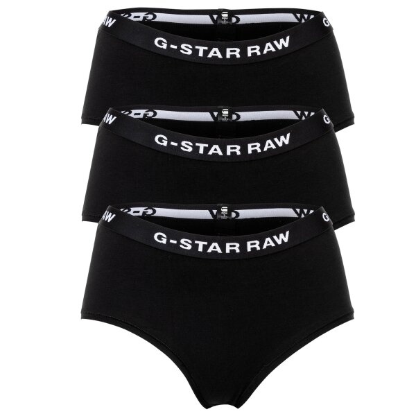 G-STAR womens hipster briefs, 3-pack - hipster, cotton stretch, logo, solid colour Black XS (X-Small)