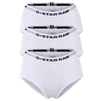 G-STAR Damen Hipster Slips, 3er Pack - Hipster, Cotton Stretch, Logo, einfarbig Weiß XS