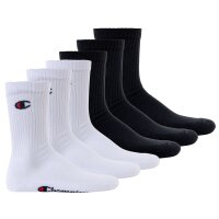 Champion Unisex Socken, 6 Paar - Crew Socken Basic Schwarz/Weiß EU 43-46