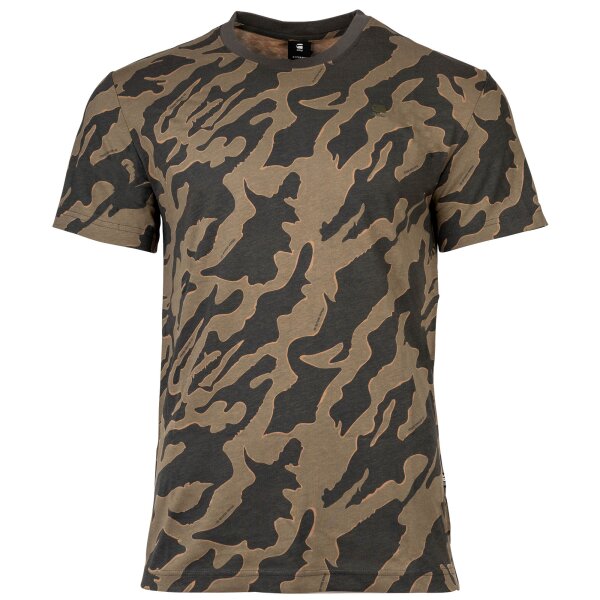 G-STAR Herren T-Shirt - Camouflage, Island Camo, Rundhals, Bio-Baumwolle Schwarz/Grün M