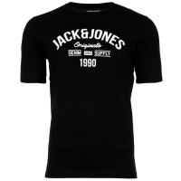 JACK&JONES Herren T-Shirt, 5er Pack - JJLEOGRA TEE CREW NECK, Kurzarm, Rundhals, Baumwolle, Logo-Print Schwarz/Weiß/Blau/Grün/Beige 2XL