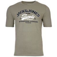 JACK&JONES Herren T-Shirt, 5er Pack - JJLEOGRA TEE CREW NECK, Kurzarm, Rundhals, Baumwolle, Logo-Print Schwarz/Weiß/Blau/Grün/Beige 2XL
