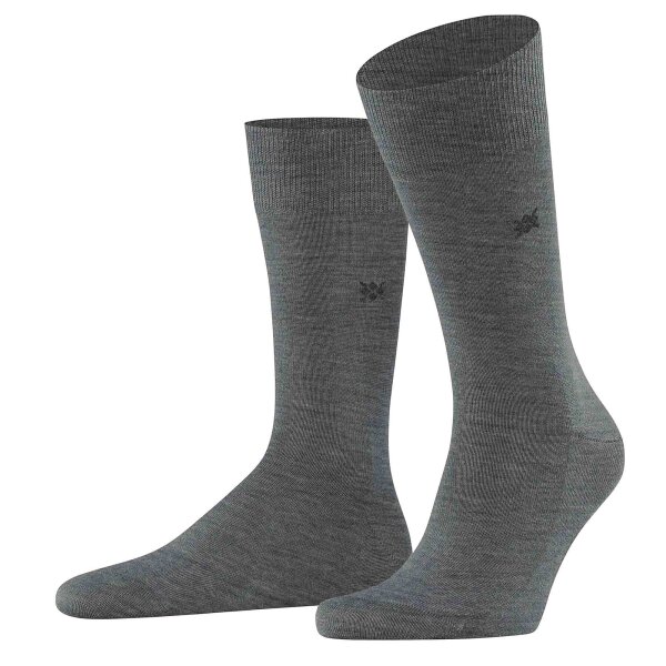 Burlington mens socks LEEDS - virgin wool, logo, plain, one size, 40-46 Grey 40-46