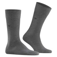 Burlington Herren Socken LEEDS - Schurwolle, Logo, Uni, One Size, 40-46 Grau 40-46