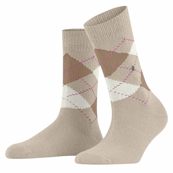 Burlington Damen Socken WHITBY - Kurzstrumpf, Rautenmuster, Onesize, 36-41 Beige/Braun