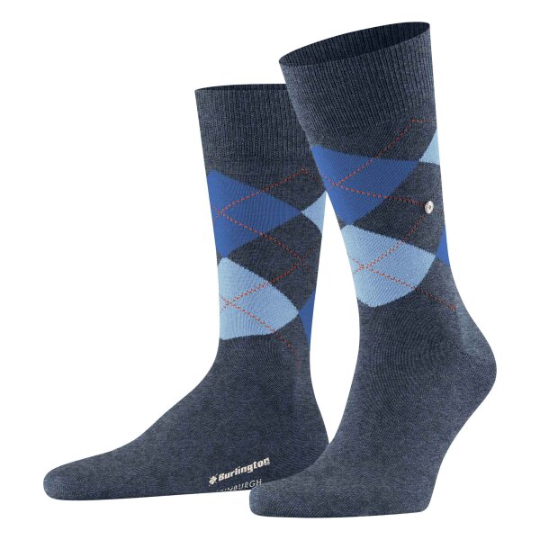Burlington Herren Socken EDINBURGH - Rautenmuster, Argyle, Clip, One Size, 40-46