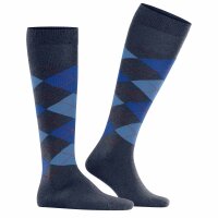 Burlington mens knee-high socks - EDINBURGH, virgin wool, rhombus, One Size Blue 40-46