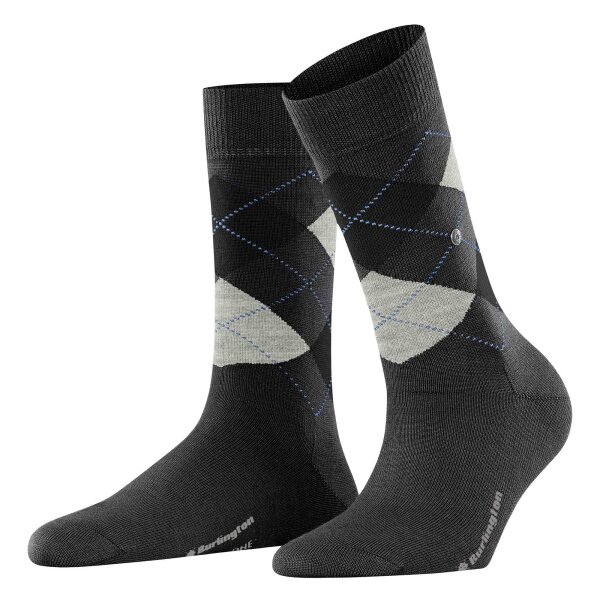 Burlington Ladies Socks MARYLEBONE - short socks, diamond pattern, Onesize Dark Grey 36-41
