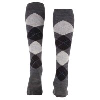 Burlington Damen Kniestrümpfe MARYLEBONE - Schurwolle, Rauten, One Size Dunkelgrau 36-41