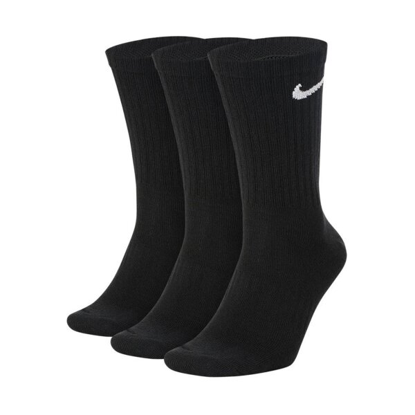 NIKE Unisex Tennissocken, 3er Pack - Cushioned - Training Crew Socks, einfarbig, Logo Schwarz 38-42
