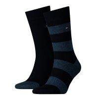 TOMMY HILFIGER Men Socks, Pack of 6 - Rugby Sock, Stockings, Stripes, uni/striped Black/dark blue/blue denim 43-46