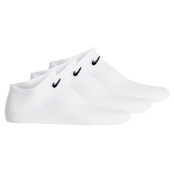 NIKE Unisex Sneakersocken, 3er Pack - Lightweight - No Show Sneaker, einfarbig, Logo Weiß 42-46